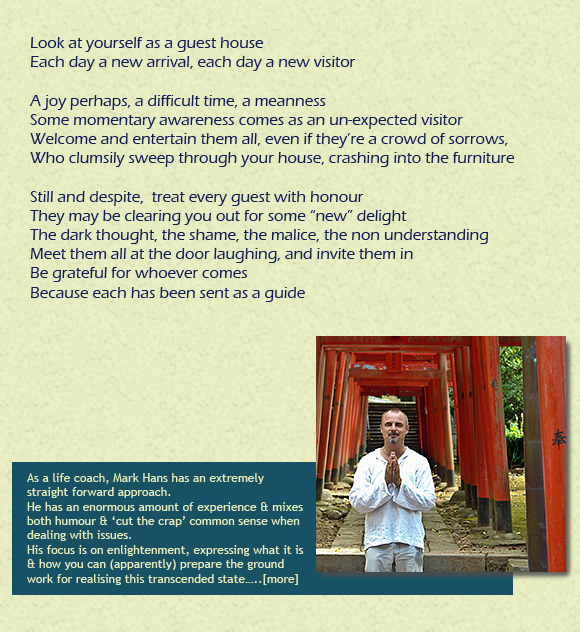 Namaste, welcome poem from Mark-Hans.